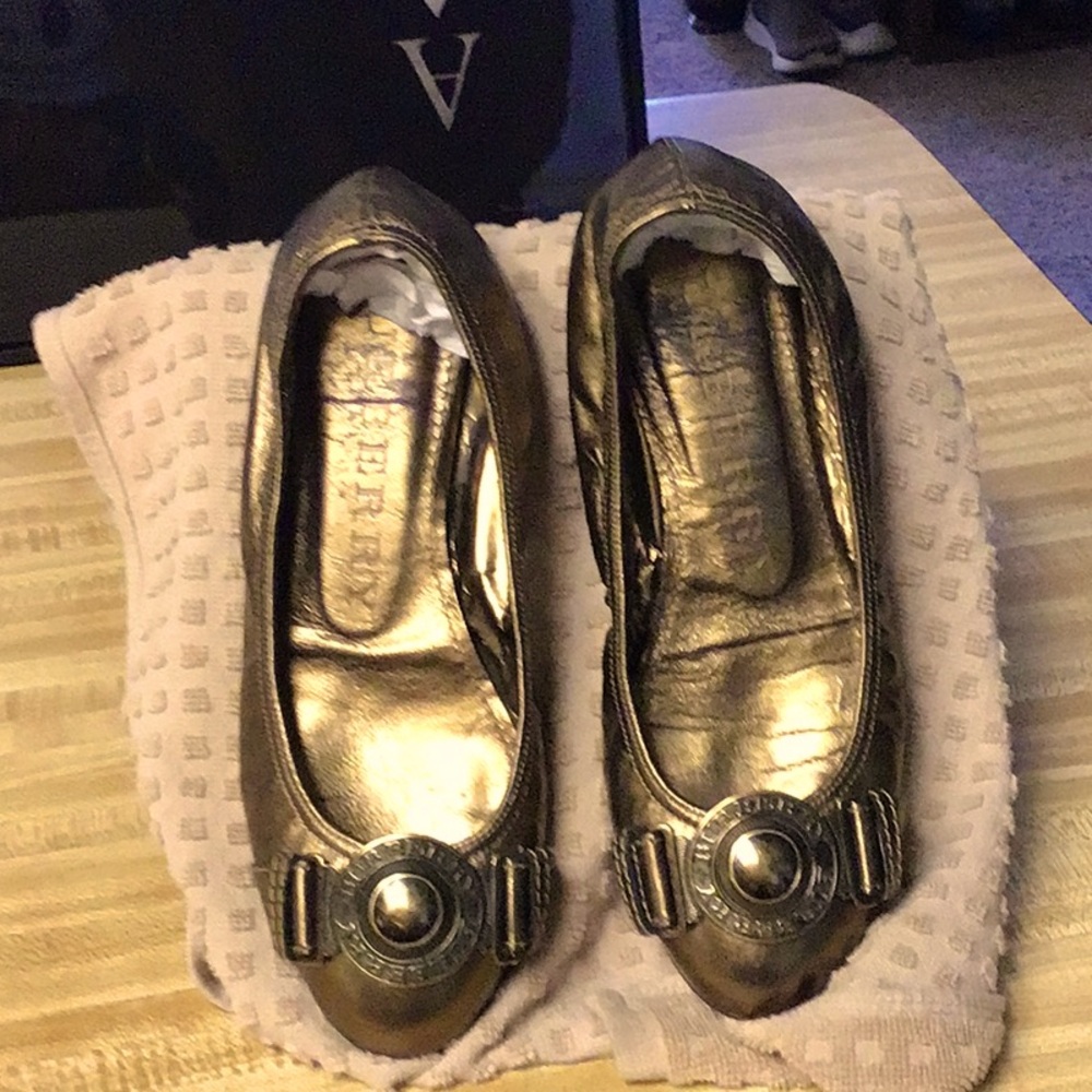 Burberry Bronze Metallic Flats